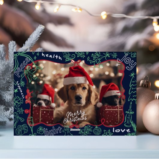 Photo Hand Drawn Merry Christmas Card シーズンカード