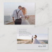 Photo Hand-Lettered Wedding Thank You ノートカード (正面/裏面)