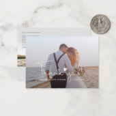 Photo Hand-Lettered Wedding Thank You ノートカード (正面/裏面インサイチュ)