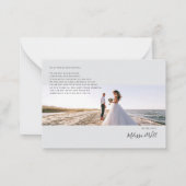 Photo Hand-Lettered Wedding Thank You ノートカード (裏面)
