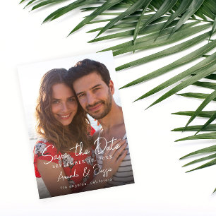 Photo - Handwriting Vertical Save the Date 3 招待状