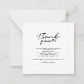 Photo Handwritten Wedding Thank You ノートカード (裏面)