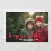 Photo - Happiest Holidays Modern Script - ストライプ シーズンカード (正面)