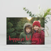 Photo - Happiest Holidays Modern Script - ストライプ シーズンカード (スタンド正面)