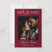Photo & Heart Save the Date on Burgundy セーブザデート (正面)