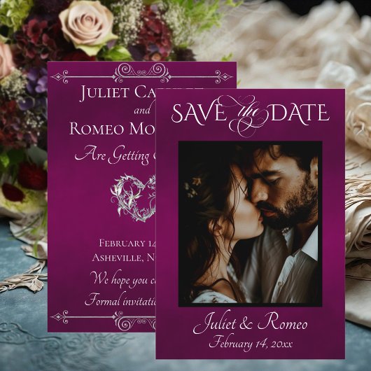 Photo & Heart Save the Date on Plum セーブザデート