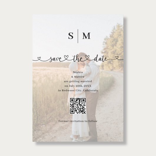 Photo Heart Script QR Code Wedding セーブザデート