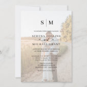 Photo Heart Script QR Code Wedding 招待状 (正面)