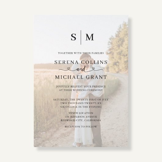 Photo Heart Script QR Code Wedding 招待状