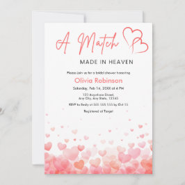 Photo Hearts A Match Made in Heaven Bridal Shower  招待状