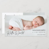 Photo Hello World Birth Announcementフォトカード 案内状 (正面/裏面)