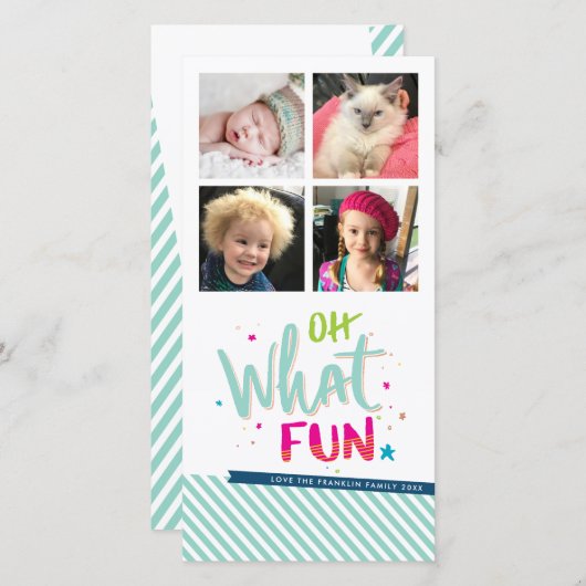 PHOTO HOLIDAYああ何おもしろい子供カラフルクリスマス シーズンカード (正面/裏面)