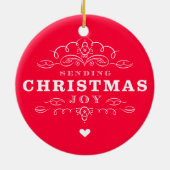 PHOTO HOLIDAYオーナメントかわいい明るいラペールピンク赤 セラミックオーナメント (裏面)