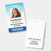 Photo Homeschool Teacher ID Badge バッジ (正面＆裏面)