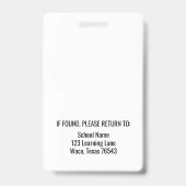 Photo Homeschool Teacher ID Badge バッジ (裏面)