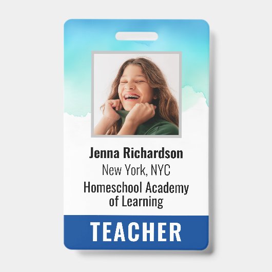 Photo Homeschool Teacher ID Badge バッジ (正面)