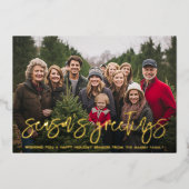 Photo horizontal Season's Greetings ボタニカル ゴールド 箔シーズンカード (正面)