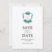 Photo Hydrangea Monogram Save The Date 招待状 (正面)