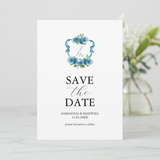 Photo Hydrangea Monogram Save The Date 招待状 (スタンド正面)