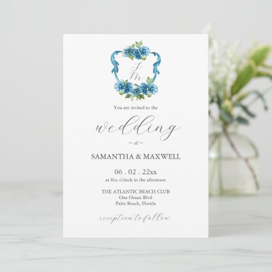 Photo Hydrangea Wedding Monogram Invitations 招待状 (スタンド正面)