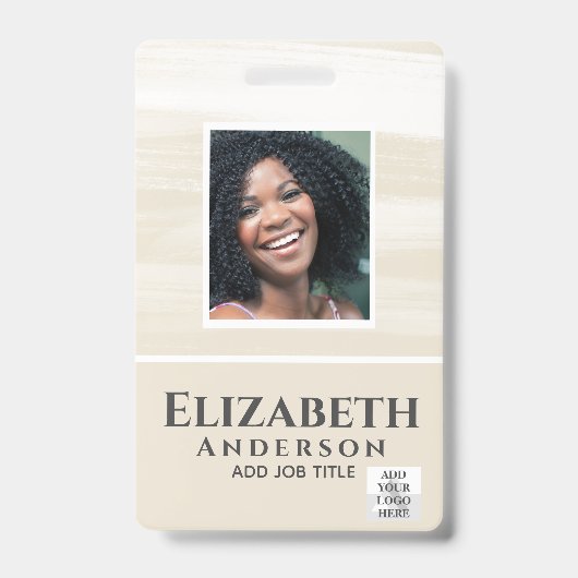 PHOTO-ID従業員VIPパス水色抽象的 バッジ (正面)