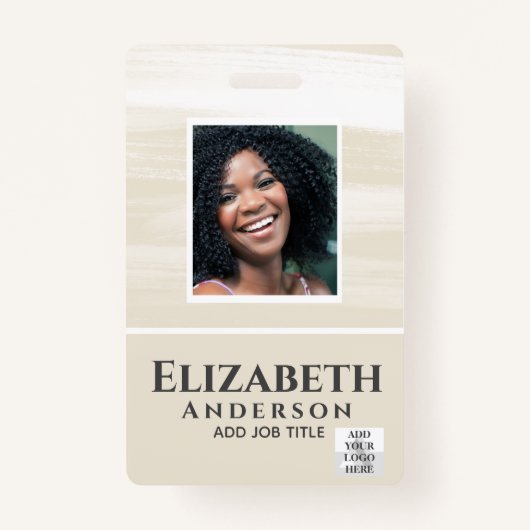 PHOTO-ID従業員VIPパス水色抽象的 バッジ (正面)