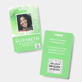 PHOTO-ID従業員VIPパス水色抽象的 バッジ (正面＆裏面)