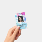 PHOTO-ID従業員VIPパス水色抽象的 バッジ (手持ち)