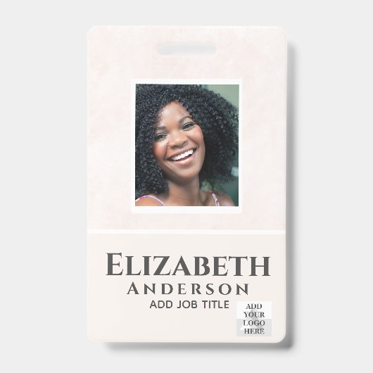 PHOTO-ID従業員VIPパス水色抽象的 バッジ (正面)