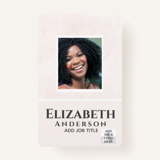 PHOTO-ID従業員VIPパス水色抽象的 バッジ (正面)