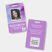 PHOTO-ID従業員VIPパス水色抽象的 バッジ (正面&裏面)