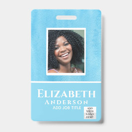 PHOTO-ID従業員VIPパス水色抽象的 バッジ