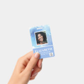 PHOTO-ID従業員VIPパス水色抽象的 バッジ (手持ち)