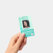 PHOTO-ID従業員VIPパス水色抽象的 バッジ (手持ち)