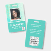 PHOTO-ID従業員VIPパス水色抽象的 バッジ (正面&裏面)