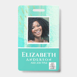 PHOTO-ID従業員VIPパス水色抽象的 バッジ