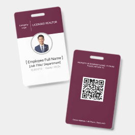 Photo ID バッジ | 認定不動産エージェント | QRコード入り