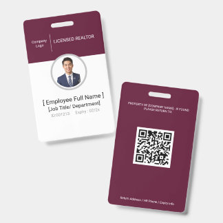 Photo ID バッジ | 認定不動産エージェント | QRコード入り