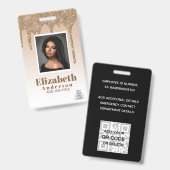 PHOTO ID – 従業員VIPパスガーリーグリッターGlam バッジ (正面&裏面)