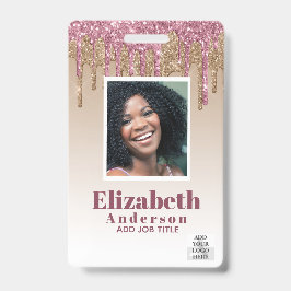 PHOTO ID – 従業員VIPパスガーリーグリッターGlam バッジ