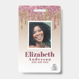 PHOTO ID – 従業員VIPパスガーリーグリッターGlam バッジ