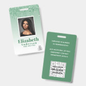 PHOTO ID – 従業員VIPパスガーリーグリッターGlam バッジ (正面＆裏面)