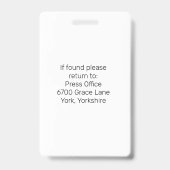 Photo ID ReporterパーソナライズされたがPass IDを押しました バッジ (裏面)