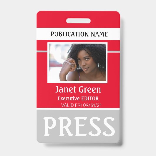 Photo ID ReporterプレパーソナライズされたスパスID赤 バッジ (正面)