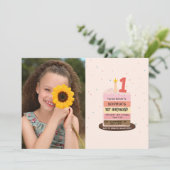 Photo illustrated cake 1st Birthday Party 招待状 (スタンド正面)