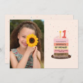 Photo illustrated cake 1st Birthday Party 招待状 (正面/裏面)