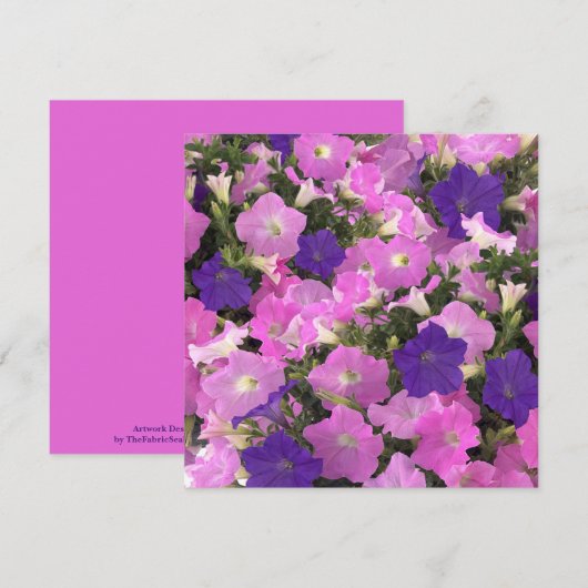 Photo Image Of Morning Glory Pink & Purple Flowers カード (正面/裏面)