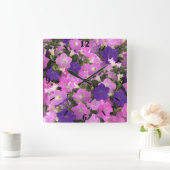 Photo Image Of Morning Glory Pink & Purple Flowers スクエア壁時計 (ホーム)