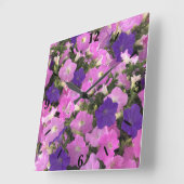 Photo Image Of Morning Glory Pink & Purple Flowers スクエア壁時計 (傾斜)