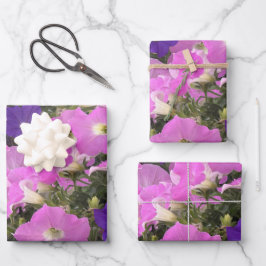 Photo Image Of Morning Glory Pink & Purple Flowers ラッピングペーパーシート